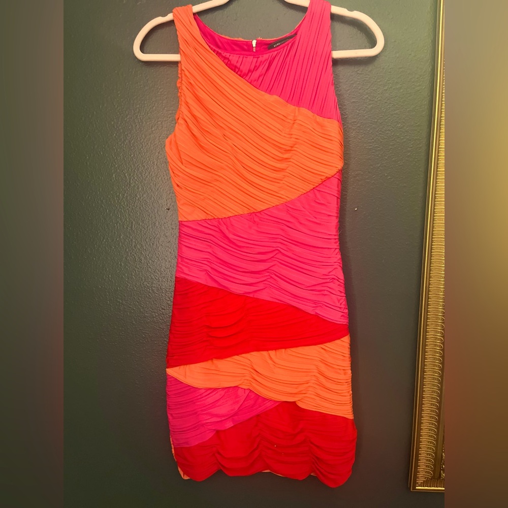 BCBG Maxazria Orange/Pink/Red Dress size S